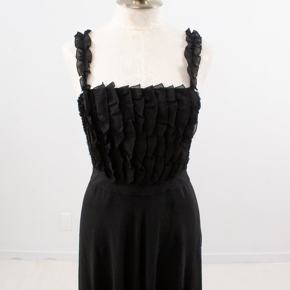 Moschino 8 Silk Ruffle Midi Babydoll Dress LBD - Picture 3 of 14